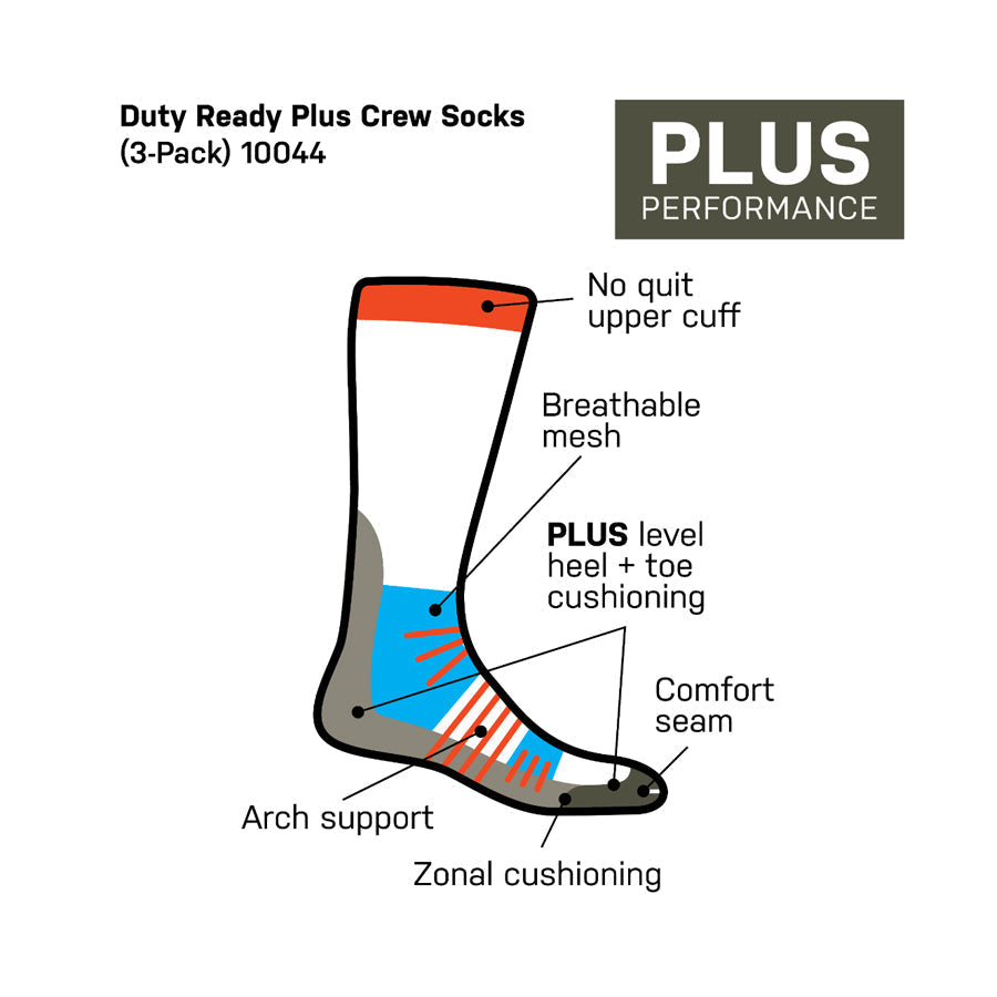 5.11 Tactical Duty Ready Plus Crew Socks Pack of 3-Tactical Source LLC
