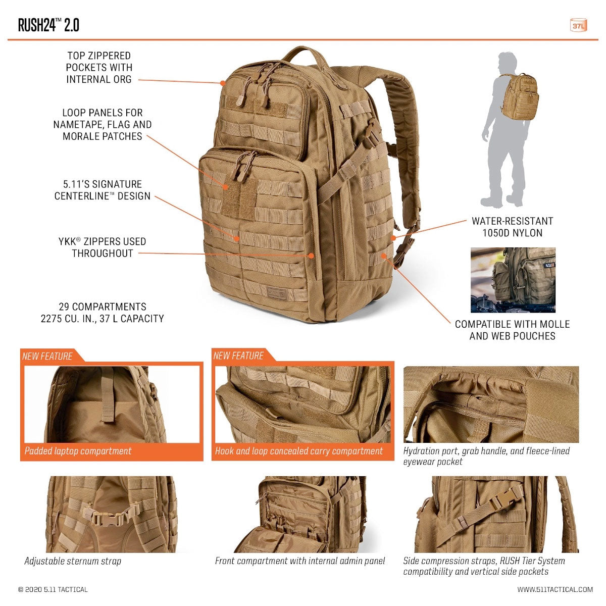 5.11 Tactical Rush 24 Backpack 2.0-Tactical Source LLC