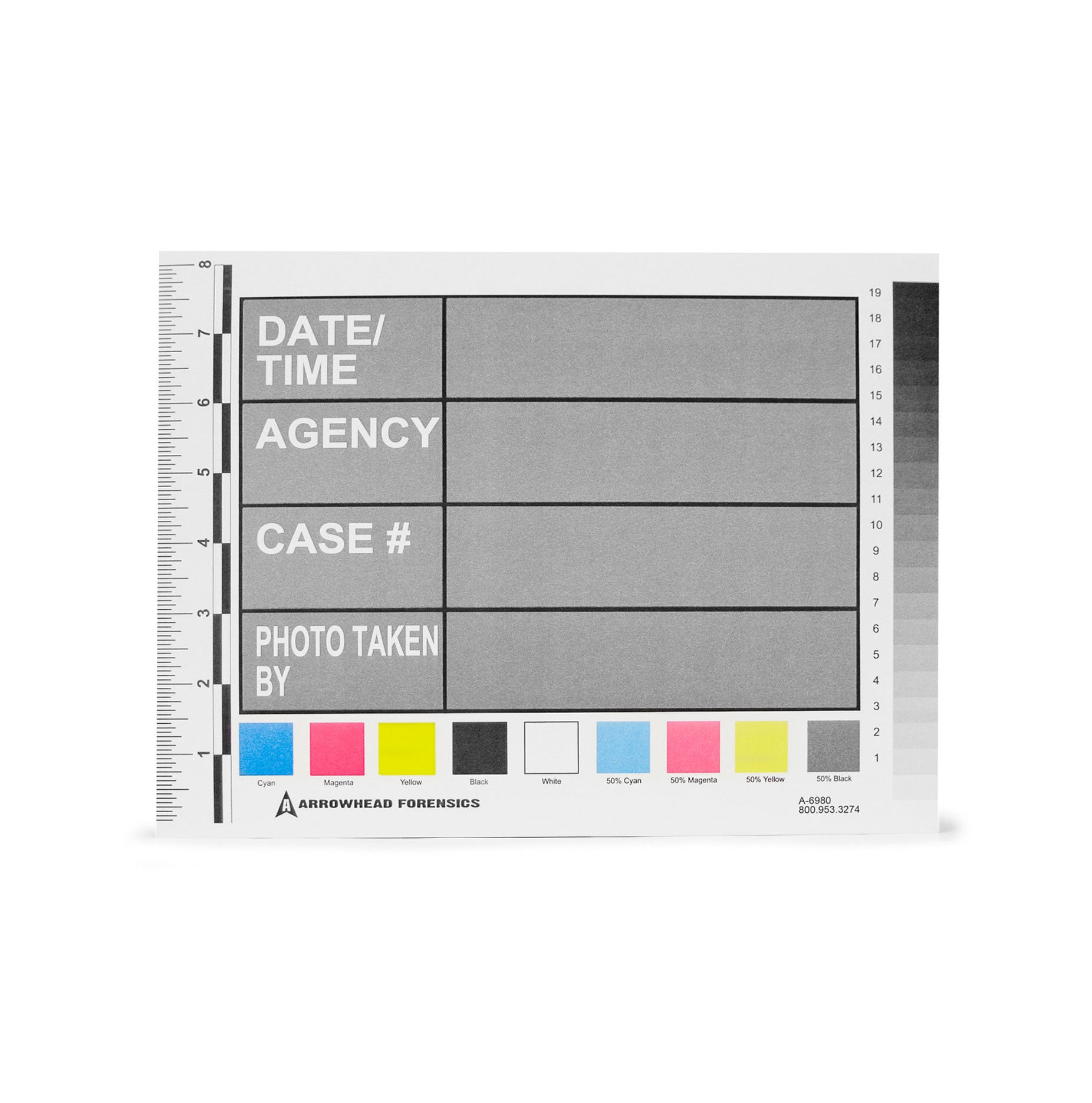 Arrowhead Forensics Photo Series Identifier Cards - 8.5” x 11” - 25/pad-Tactical Source LLC