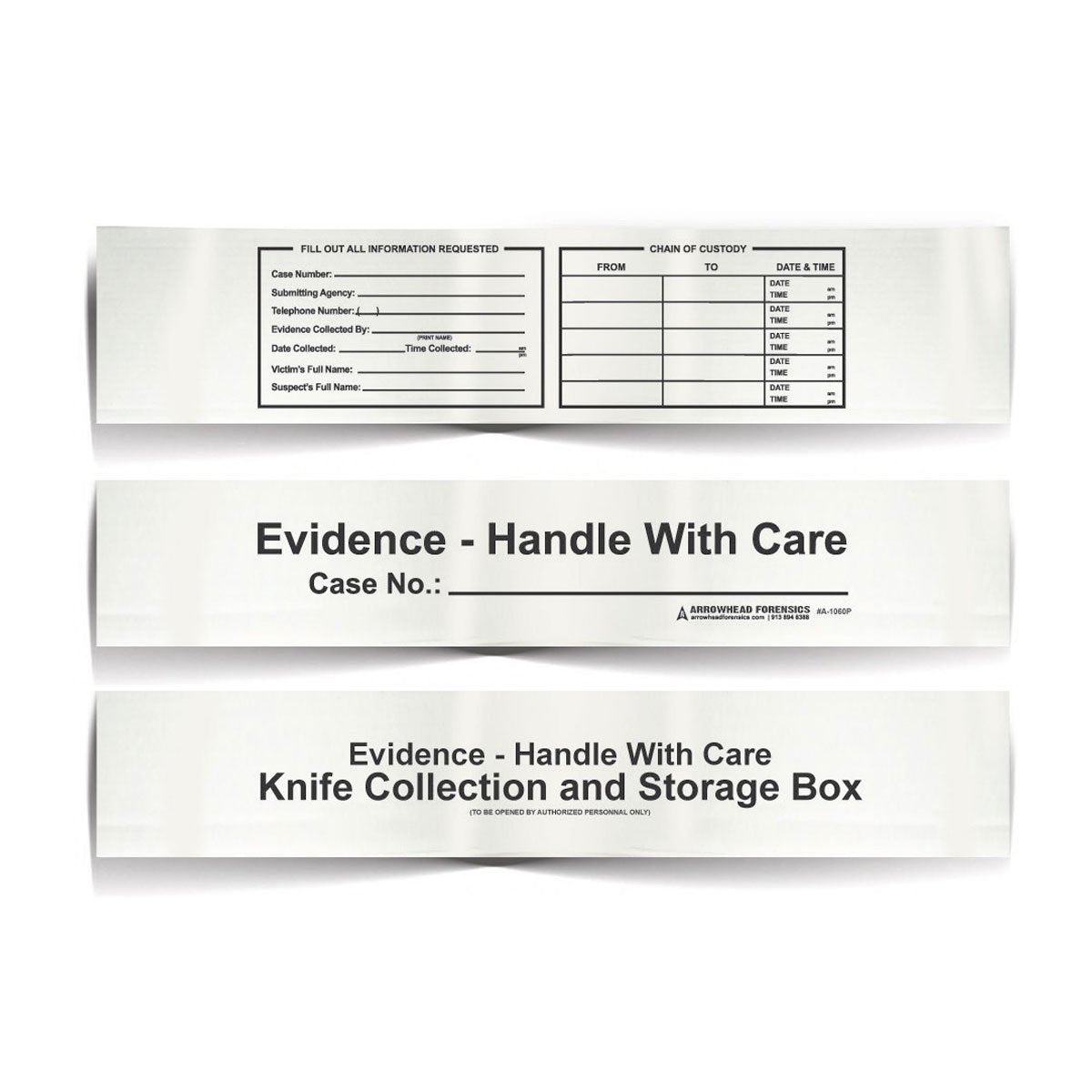 Arrowhead Forensics Printed Tie Down Weapons Storage Box - Knife - 16 x 3 x 2 inches - 25/pk-Tactical Source LLC