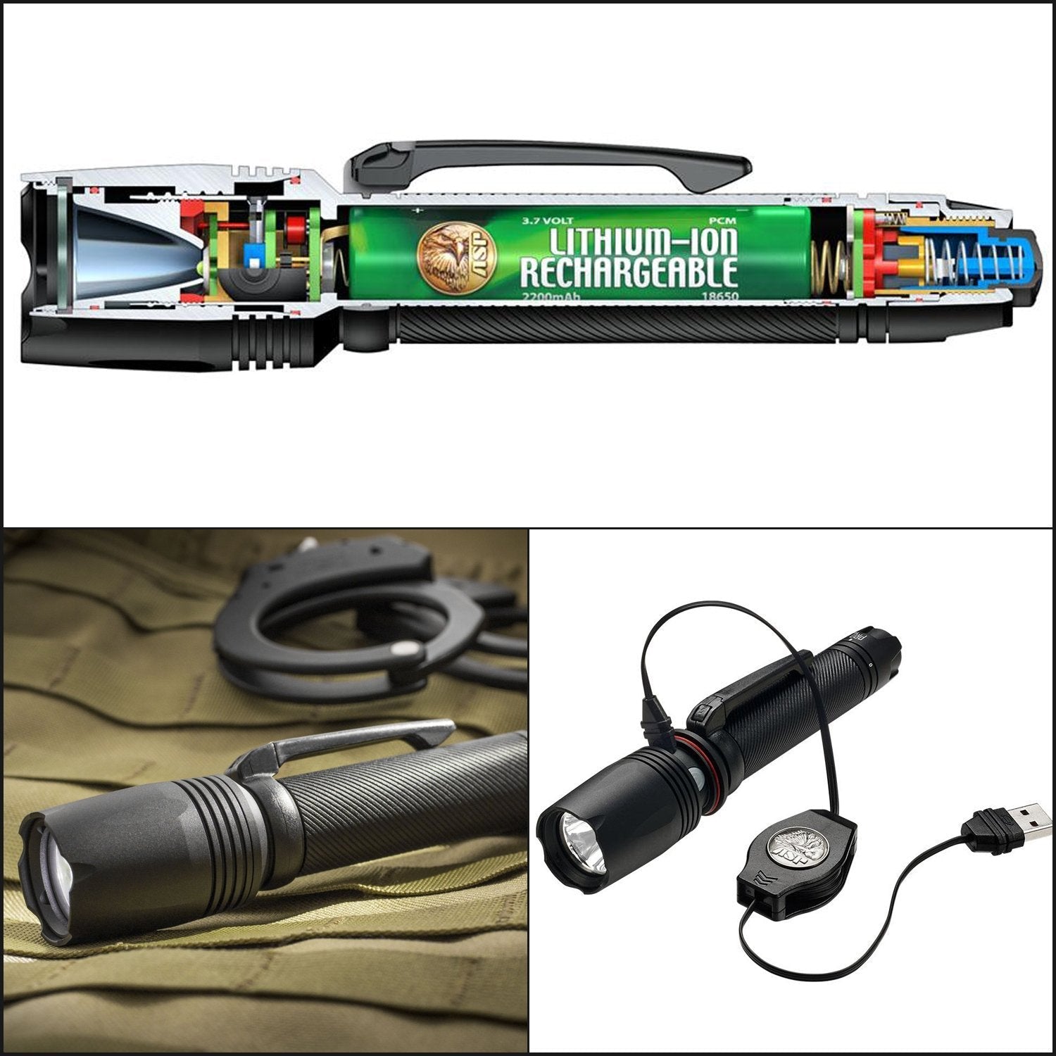 ASP Pro DF 500 Lumens Rechargeable LED Flashlight-Tactical Source LLC