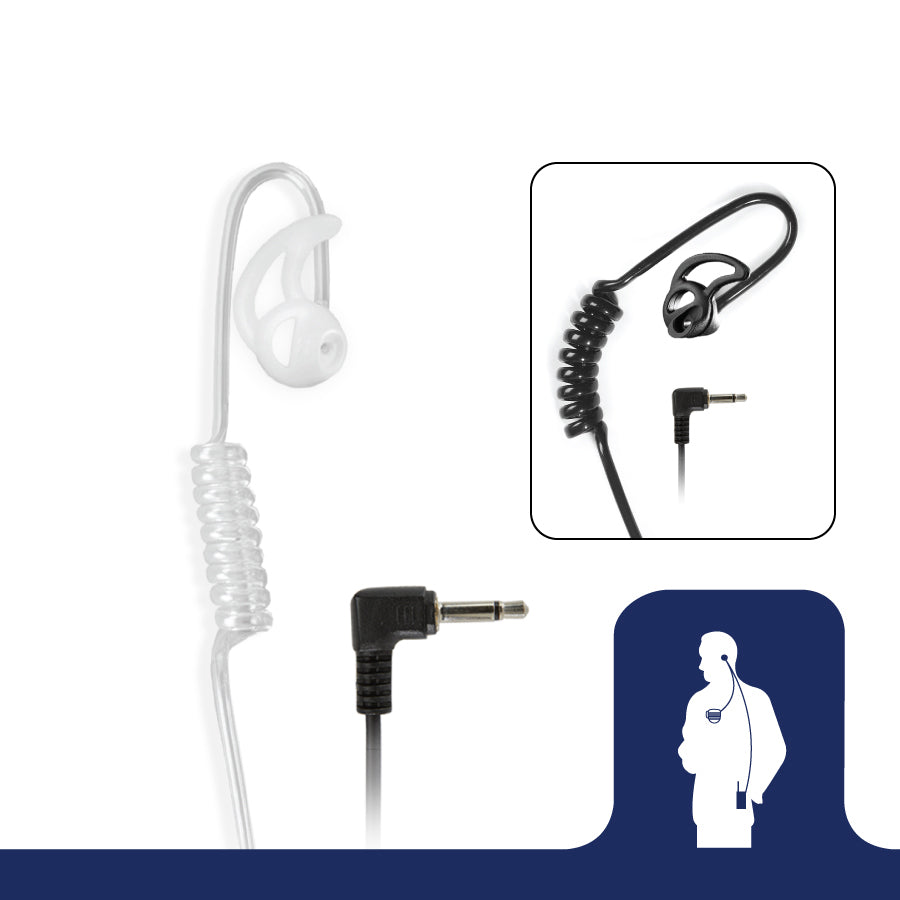 Earphone Connection Clear Acoustic Speaker Kit, with Left and Right Fin Ultra eartips, 6 inch coiled cable, 3.5mm connector-Tactical Source LLC