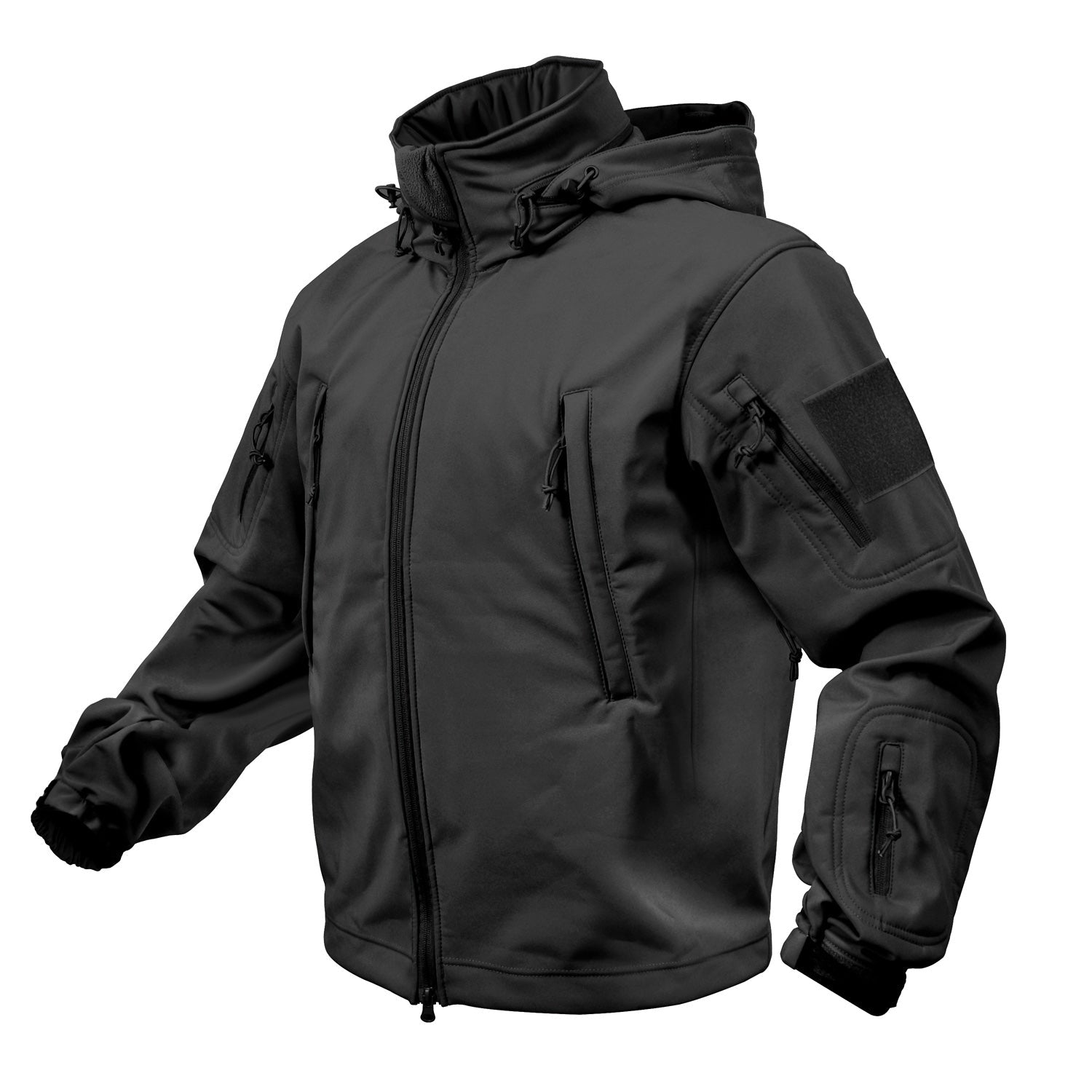 MilSpec Special Ops Tactical Softshell Jacket with Hood Black-Tactical Source LLC