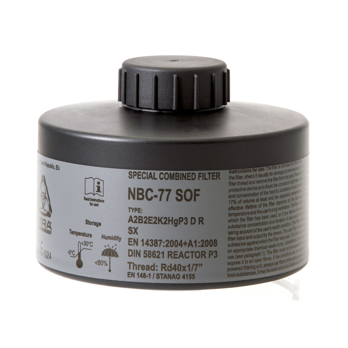 Mira Safety CBRN Gas Mask Filter NBC77 SOF 40mm Thread Canister-Tactical Source LLC
