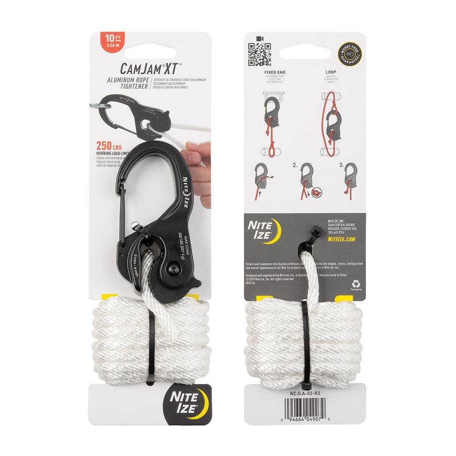 Nite Ize CamJam XT Aluminium Rope Tightener with 10 feet Rope Large-Tactical Source LLC