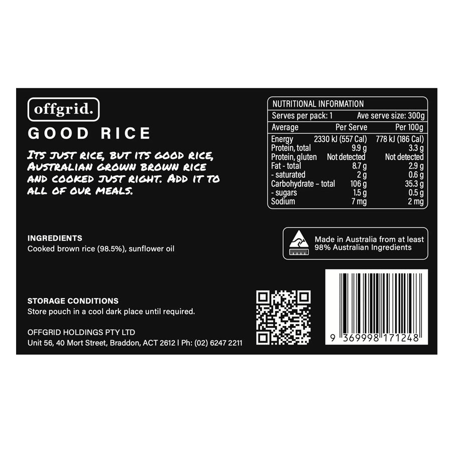 Offgrid Provisions Good Rice - Heat & Eat Meal-Tactical Source LLC