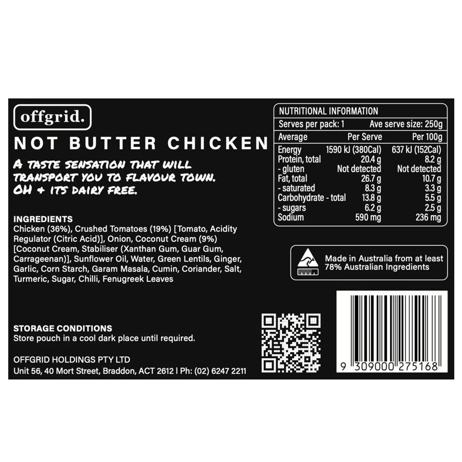Offgrid Provisions Not Butter Chicken - Heat & Eat Meal-Tactical Source LLC
