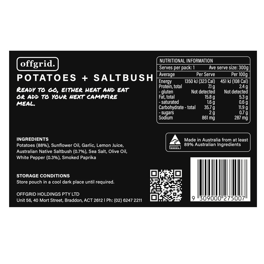 Offgrid Provisions Saltbush Potatoes - Heat & Eat Meal-Tactical Source LLC