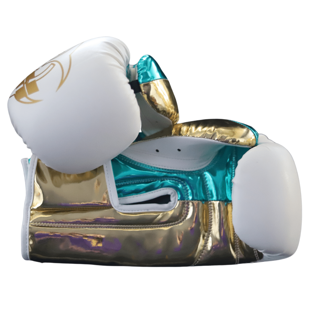 Punch Equipment METALLIC URBAN BOXING GLOVES – WHITE / GREEN / GOLD-Tactical Source LLC