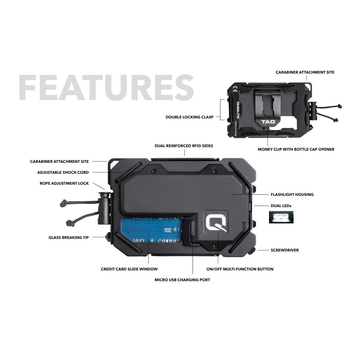 Quiqlite TAQ Wallet Black-Tactical Source LLC