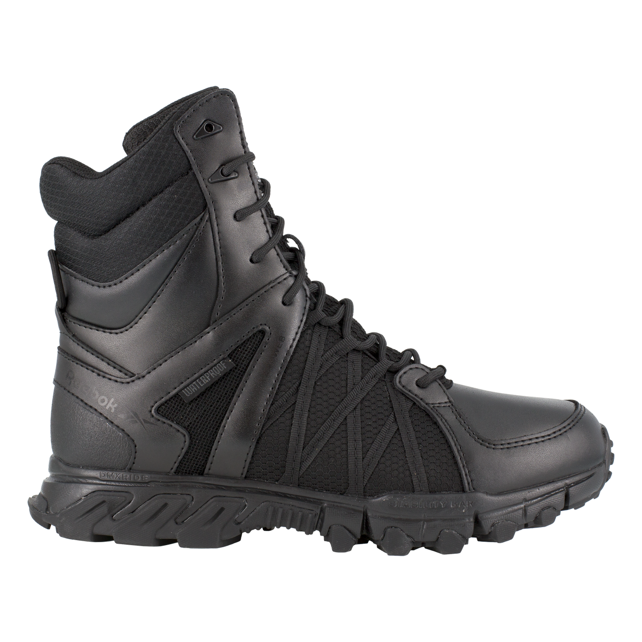 Reebok Tactical Men's 8 Inch Trailgrip Tactical Side Zip Waterproof Boots Black RB3455-Tactical Source LLC