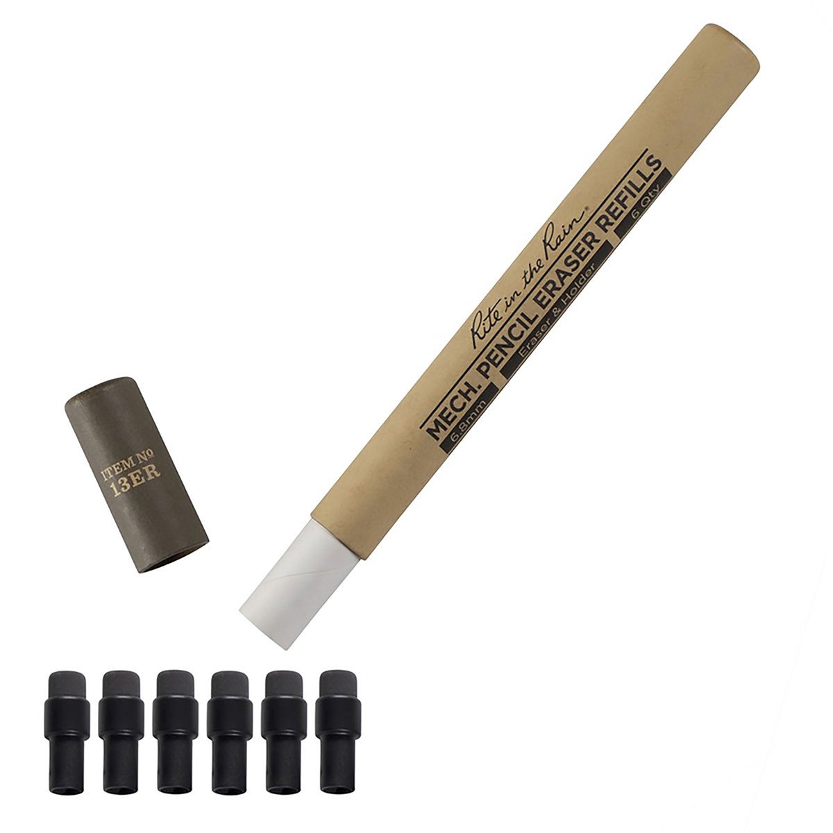 Rite in the Rain Mechanical Clicker Pencil Eraser Refill Dark Grey 6 Erasers-Tactical Source LLC