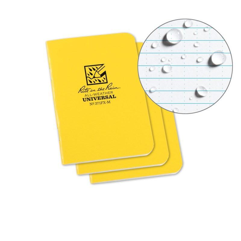 Rite in the Rain No.371FX-M Mini Stapled Notebook Universal Yellow Pack of 3-Tactical Source LLC