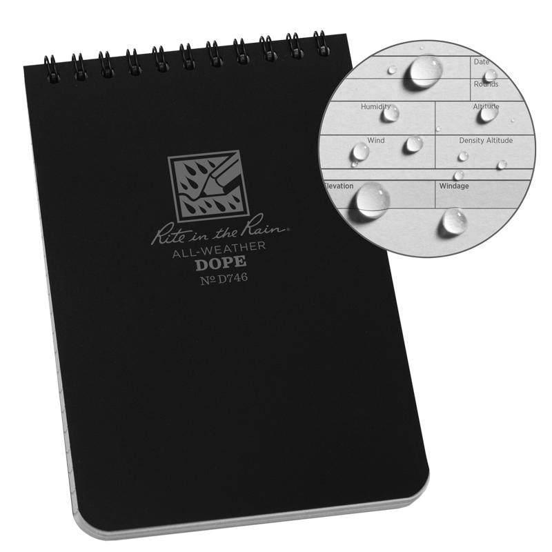 Rite in the Rain Top Spiral 4 x 6 Data On Previous Engagement Polydura Logbook Black-Tactical Source LLC