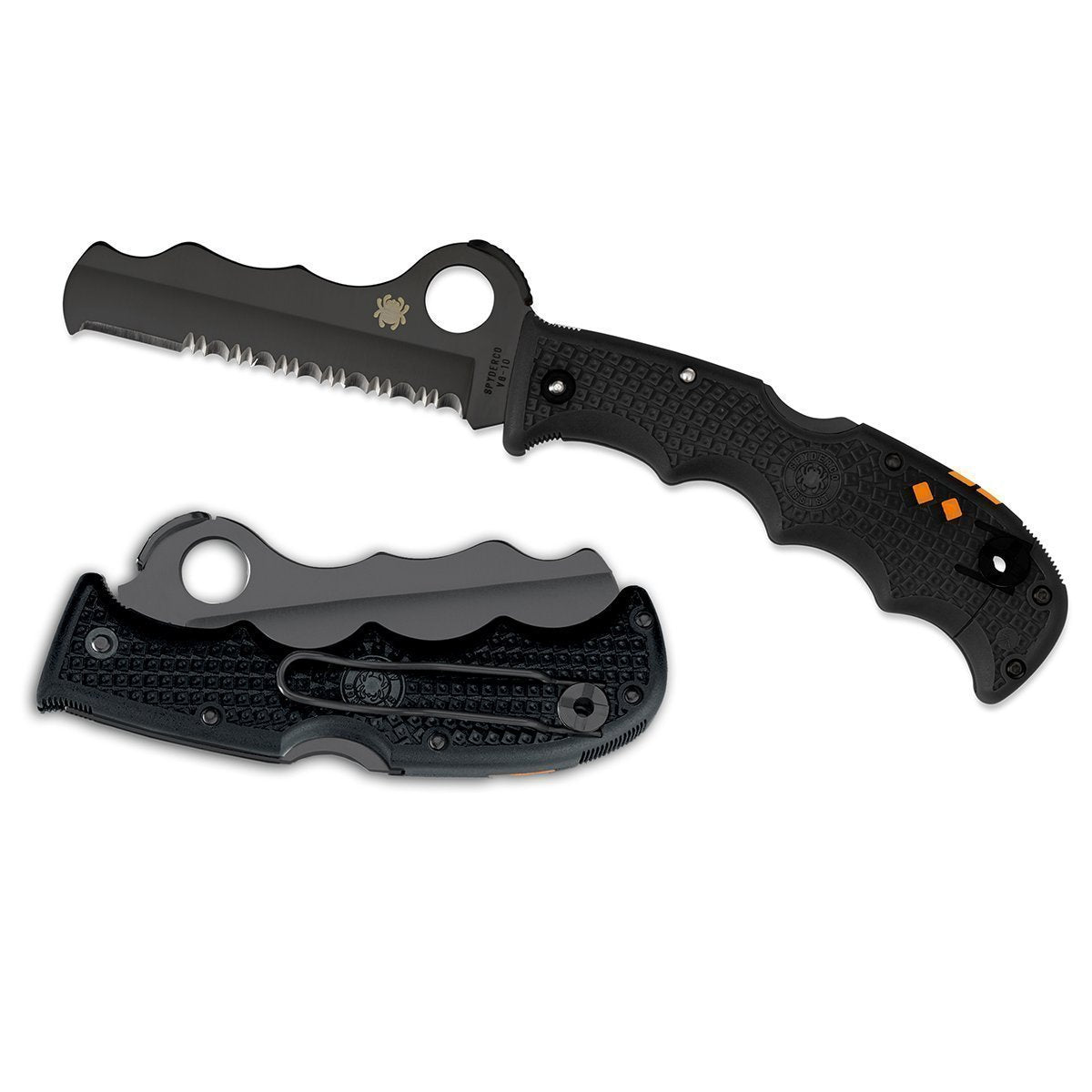 Spyderco Assist Lightweight Black Handle Black Blade Carbide Tip Fire and Rescue Knife-Tactical Source LLC
