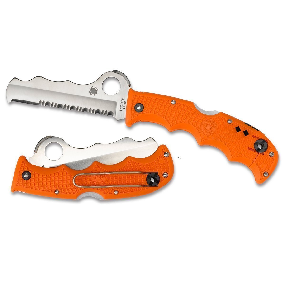 Spyderco Assist Lightweight Orange Combo Blade Carbide Tip Fire and Rescue Knife-Tactical Source LLC