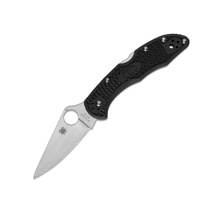 Spyderco Delica 4 Lightweight Black Plain Blade Folding Knife-Tactical Source LLC