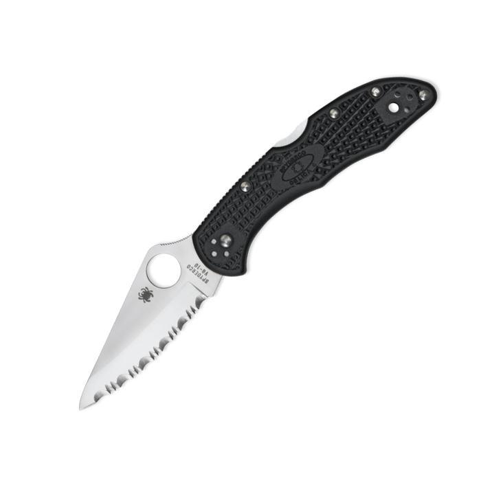 Spyderco Delica 4 Lightweight Black Serrated Blade Folding Knife-Tactical Source LLC