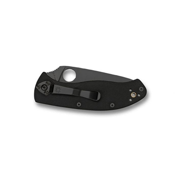 Spyderco Tenacious G-10 Black Handle Black Plain Edge-Tactical Source LLC