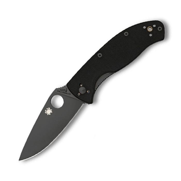 Spyderco Tenacious G-10 Black Handle Black Plain Edge-Tactical Source LLC