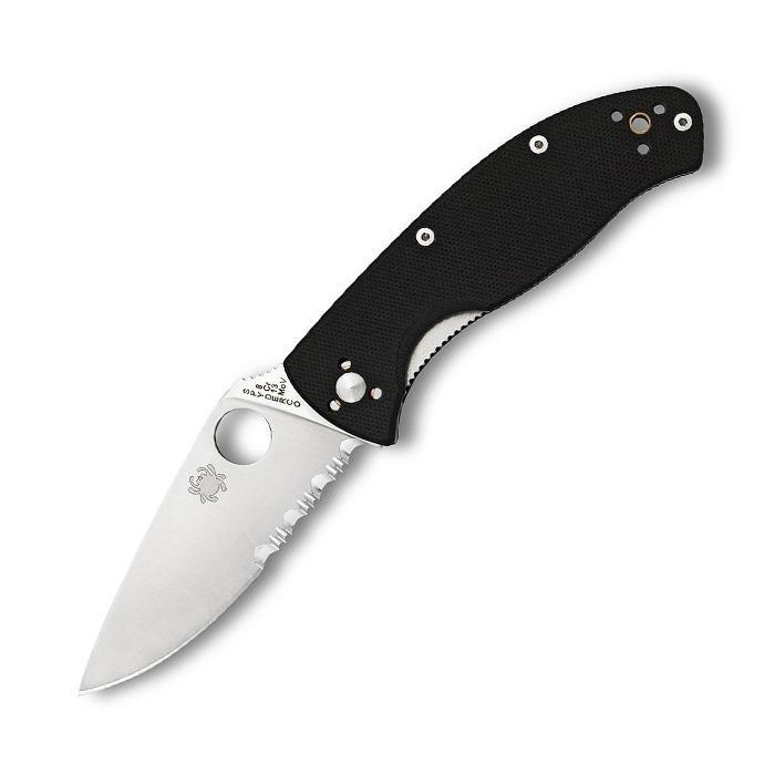 Spyderco Tenacious G-10 Black Handle Satin Combo Edge-Tactical Source LLC