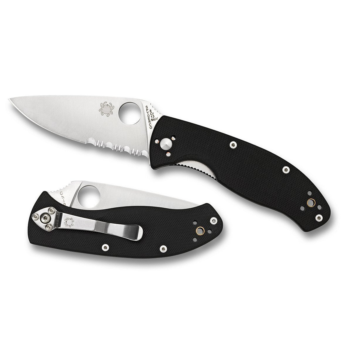 Spyderco Tenacious G-10 Black Handle Satin Combo Edge-Tactical Source LLC
