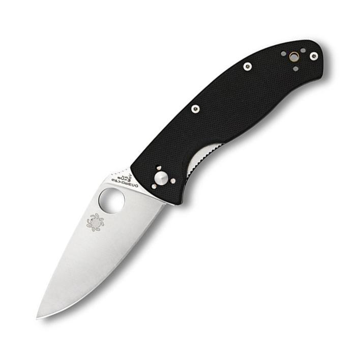 Spyderco Tenacious G-10 Black Handle Satin Plain Edge-Tactical Source LLC