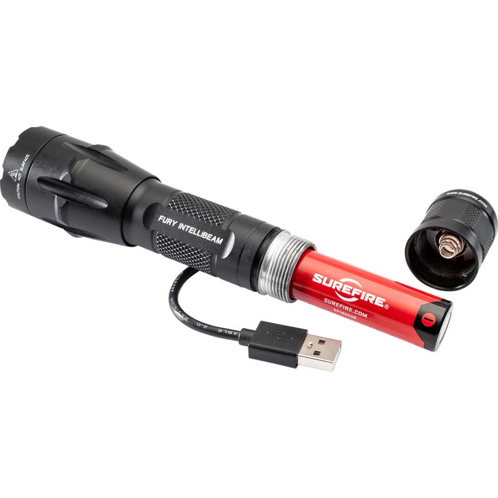 SureFire Fury Intellibeam Auto-Adjusting Dual Fuel LED Flashlight-Tactical Source LLC