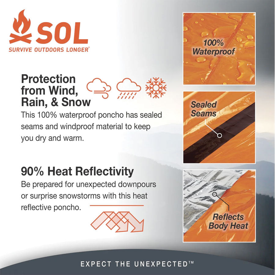 Survive Outdoors Longer SOL Heat Reflective Poncho-Tactical Source LLC