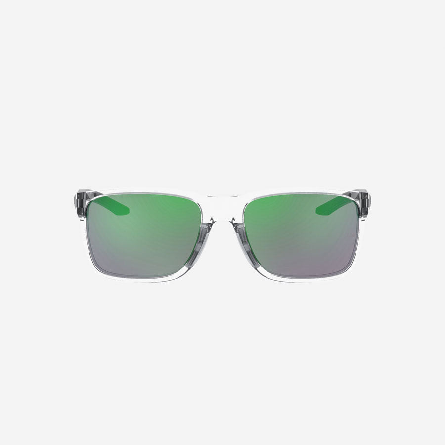 Under Armour UA Hustle Mirror Sunglasses Crystal Black Frame, Green Mirror Lens-Tactical Source LLC