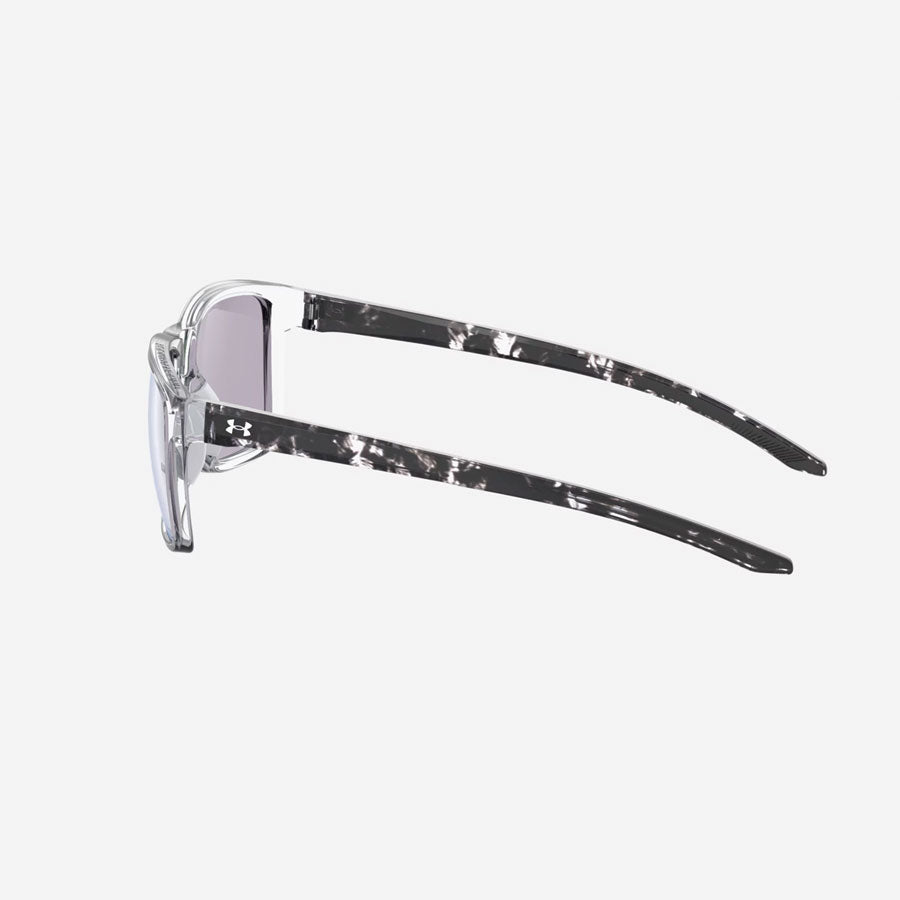 Under Armour UA Hustle Mirror Sunglasses Crystal Black Frame, Green Mirror Lens-Tactical Source LLC