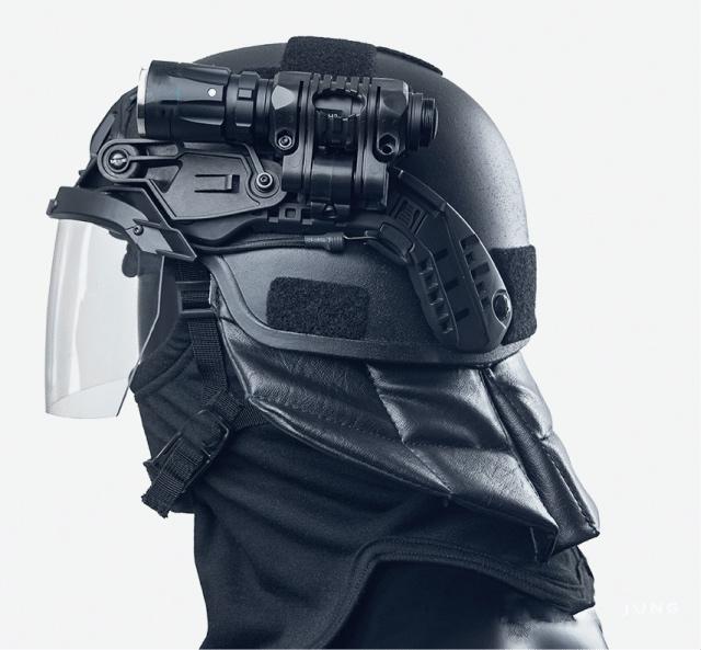Ventura Tactical Systems Public Order Ballistic NIJ III3A ACH Full Cut Helmet with Non Ballistic Visor and Neck Guard-Tactical Source LLC