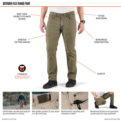 5.11 Tactical Defender Flex Range Pants Brown Duck-Tactical Source LLC