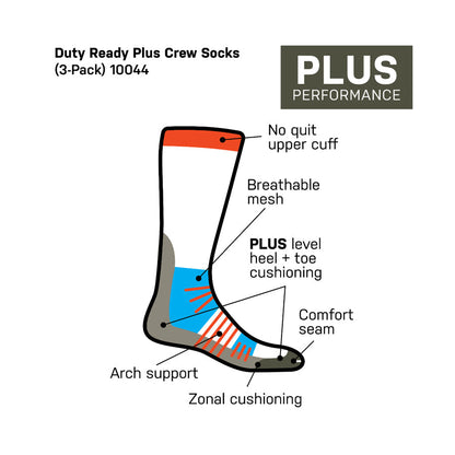 5.11 Tactical Duty Ready Plus Crew Socks Pack of 3-Tactical Source LLC