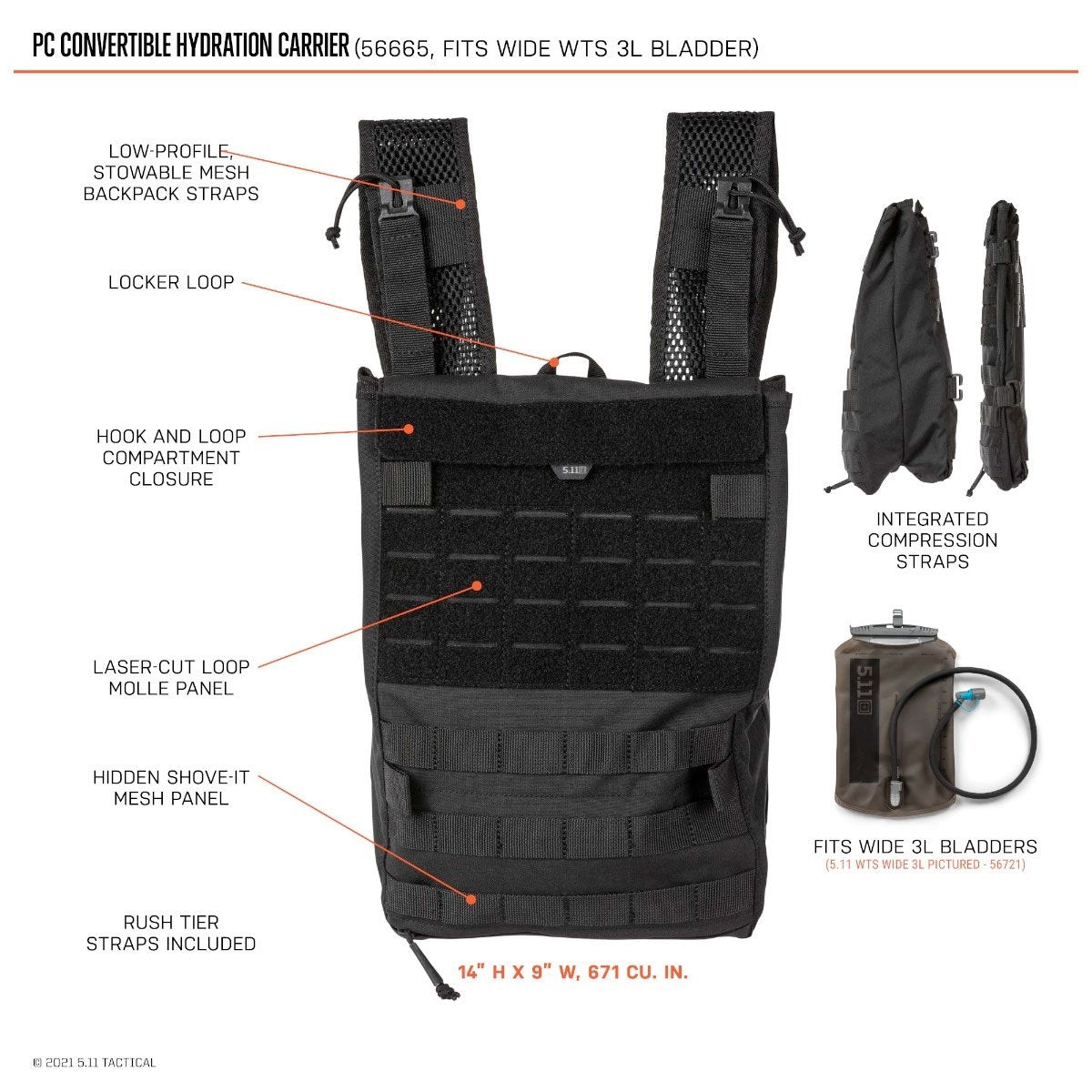 5.11 Tactical PC Convertible Hydration Carrier-Tactical Source LLC
