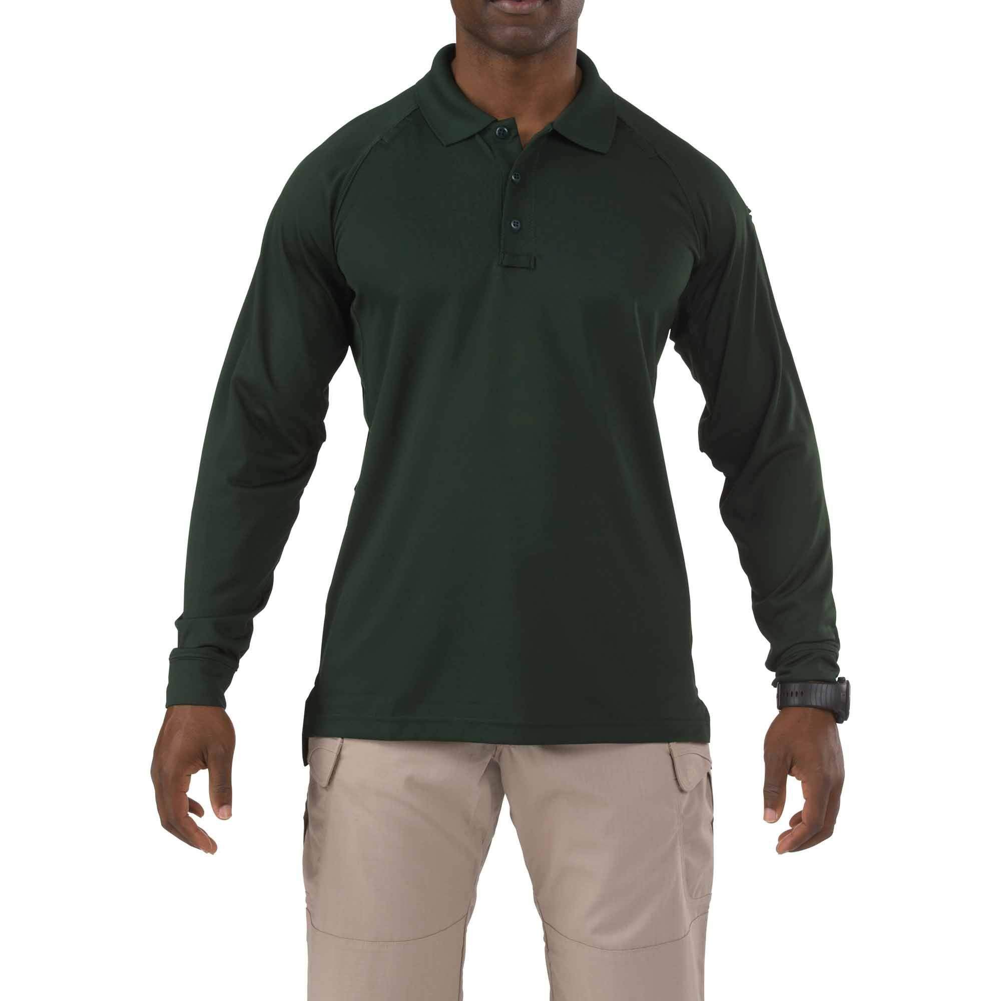 5.11 Tactical Performance Long Sleeve Polo Shirts L.E. Green-Tactical Source LLC