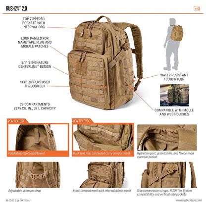 5.11 Tactical Rush 24 Backpack 2.0 Multicam-Tactical Source LLC