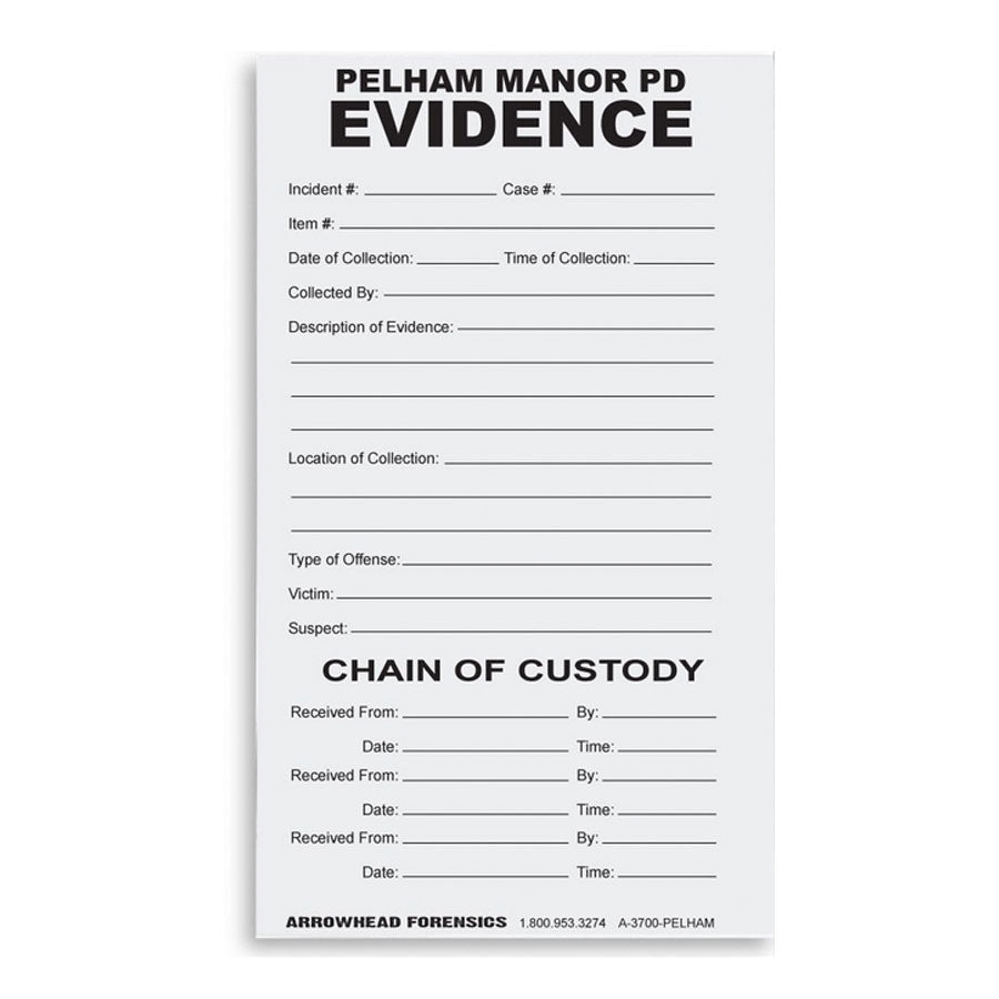 Arrowhead Forensics Evidence "Custom" Chain of Custody Label 4” x 6” - 100/pk-Tactical Source LLC