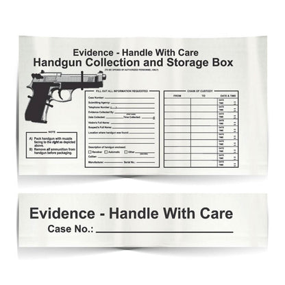 Arrowhead Forensics Printed Tie Down Large Weapons Boxes - Pistol Box - 12 x 7.5 x 2 inches - 25/pk-Tactical Source LLC