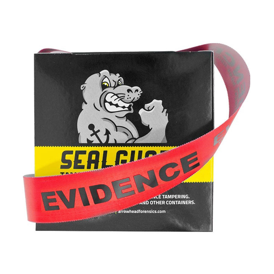 Arrowhead Forensics SealGuard Split Back Evidence Tape Solid Red "Evidence" Imprint 1.375" x 108'-Tactical Source LLC