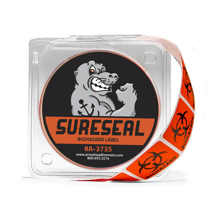 Arrowhead Forensics SureSeal Biohazard Labels on Rolls 1.5" x 1.5" - 250/roll-Tactical Source LLC