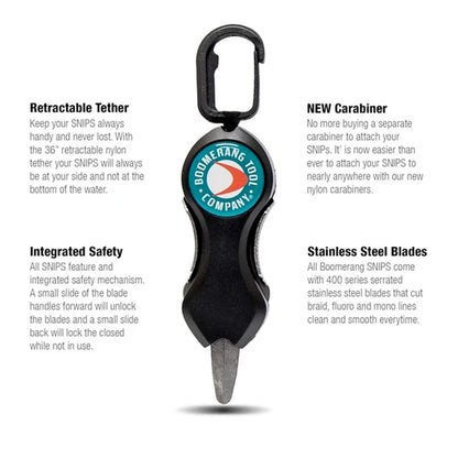 Boomerang Tool Company Long SNIP Line Cutter Fly Fishing Accessory for Trimming Flies and Fishing Line-Tactical Source LLC