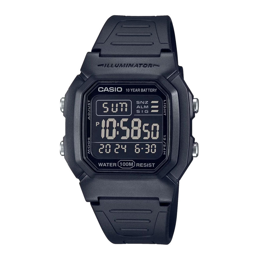 Casio W800H-1BV Classic Digital Watch with Blackout Dial, Dual Time and 5 Alarms-Tactical Source LLC