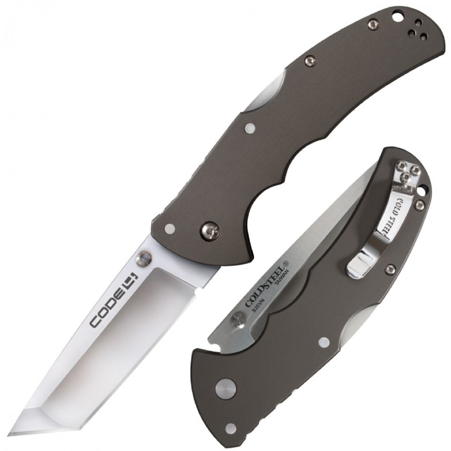 Cold Steel Code 4 Folder 3.5 inches Tanto PT Plain Gray Aluminium-Tactical Source LLC