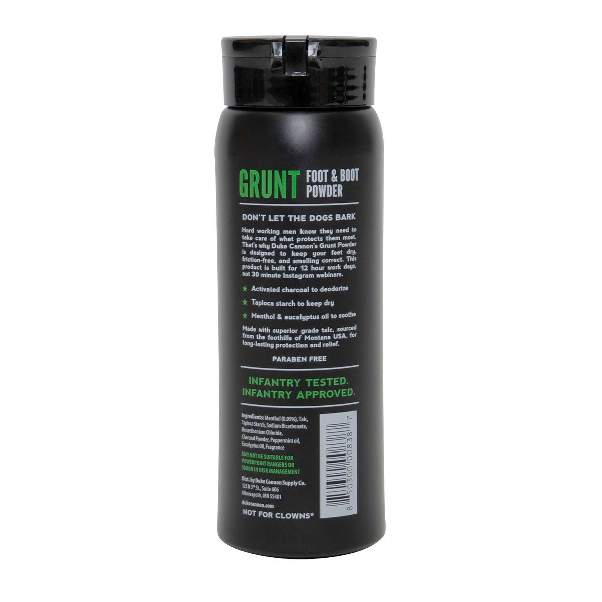 Duke Cannon Grunt Foot & Boot Powder 6oz-Tactical Source LLC
