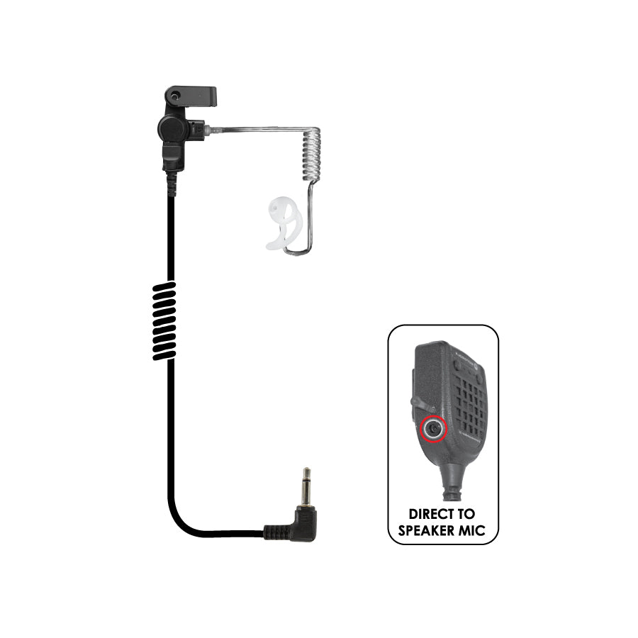 Earphone Connection Clear Acoustic Speaker Kit, with Left and Right Fin Ultra eartips, 6 inch coiled cable, 3.5mm connector-Tactical Source LLC