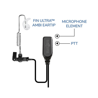 Earphone Connection Hawk Lapel Microphone with Easy Connect guide mark connector and adapter for Motorola APX/XPR series radios with Left and Right Fin Ultra eartips-Tactical Source LLC