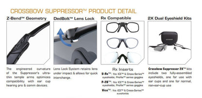 ESS Crossbow Suppressor 2X Kit Complete Clear and Gray Eyewear-Tactical Source LLC