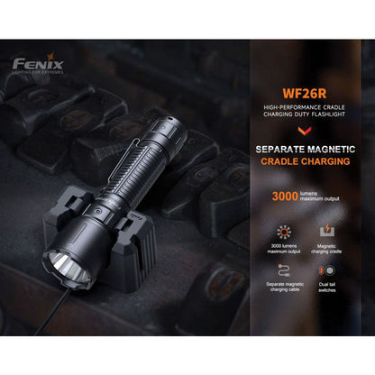 Fenix WF26R 3000 lumens 450m throw rechargeable torch with charging dock-Tactical Source LLC
