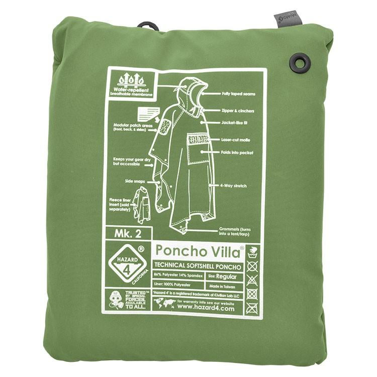 Hazard 4 Poncho Villa 2020 Version Technical Soft-Shell Poncho OD Green-Tactical Source LLC